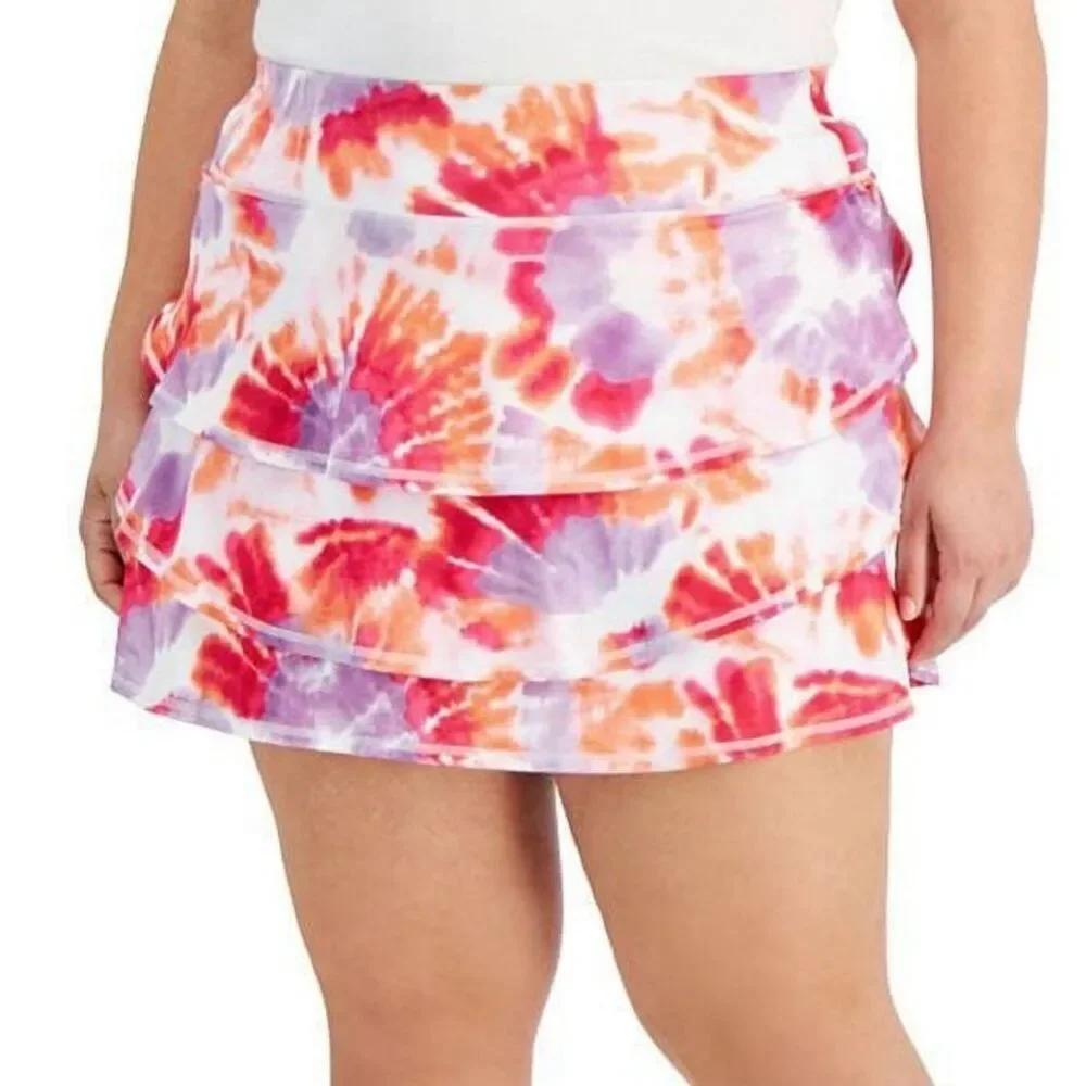 ID Ideology Women's Tie Dyed Skort Orange pink Size 2X, sport skirt 2X